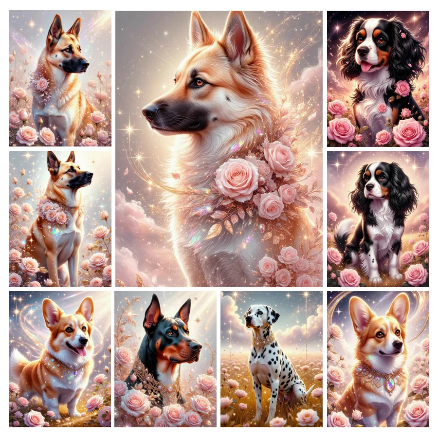 Cute Dog and Flower Diamond Pa - Resin Art Rose review and price